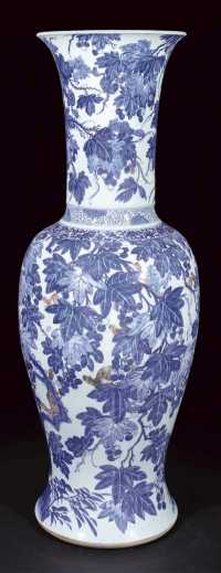 Kangxi A large underglaze blue white and copper red baluster vase